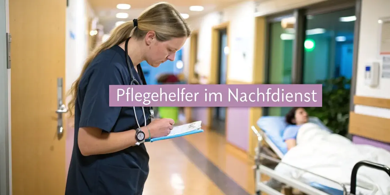 Pflegehelferin im Nachtdienst prüft Unterlagen. Die MDK-Richtlinien für den Nachtdienst sind wichtig für die Qualitätssicherung.