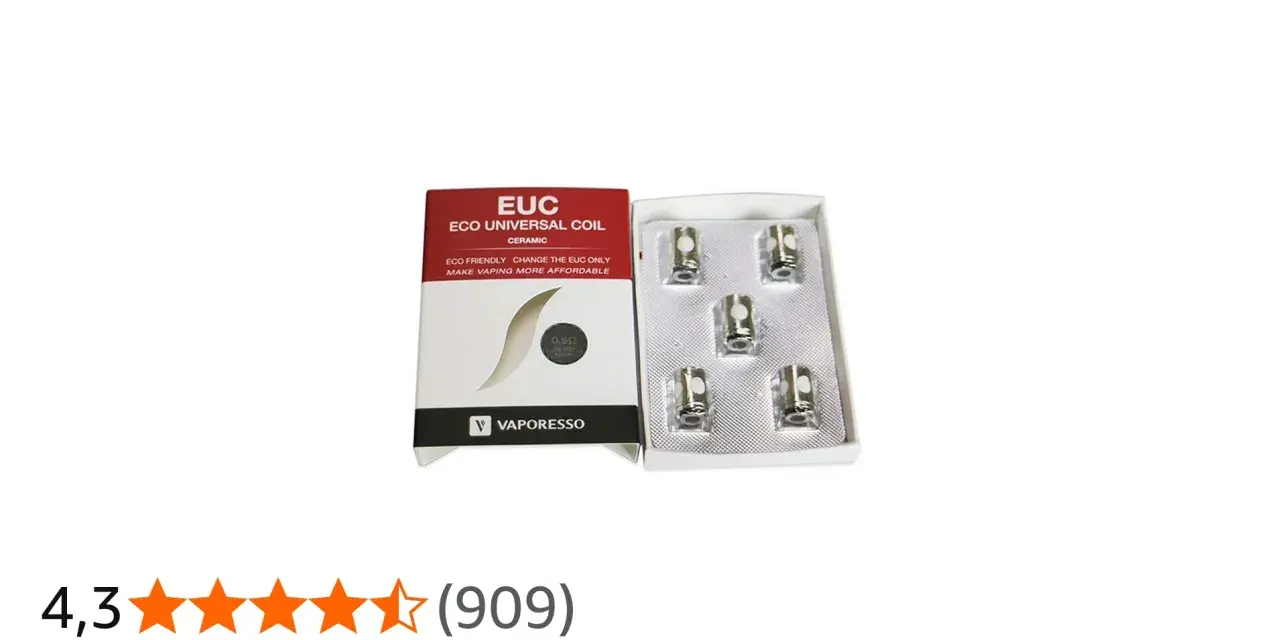 Caja de recambios Vaporesso EUC Ceramic. Cinco resistencias universales para un vapeo más económico y ecológico.