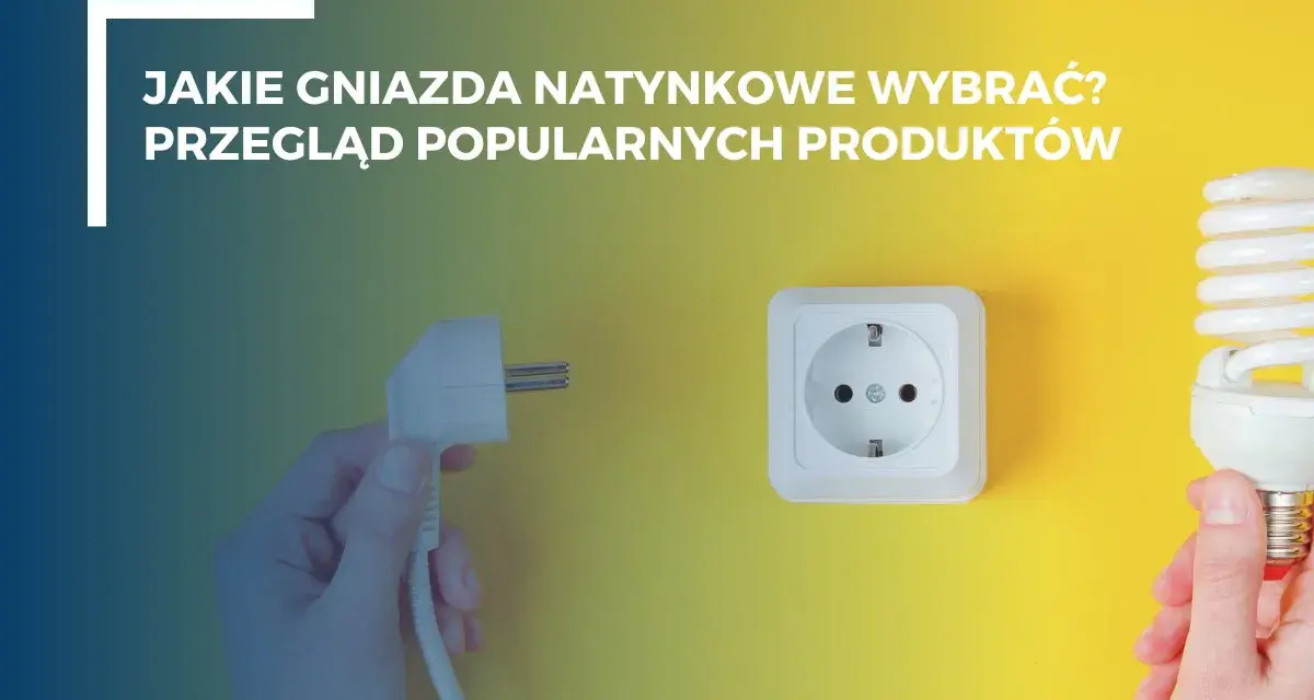 Jakie gniazda natynkowe wybrać? Przegląd popularnych produktów. Dłoń trzyma wtyczkę i żarówkę, obok gniazdko.