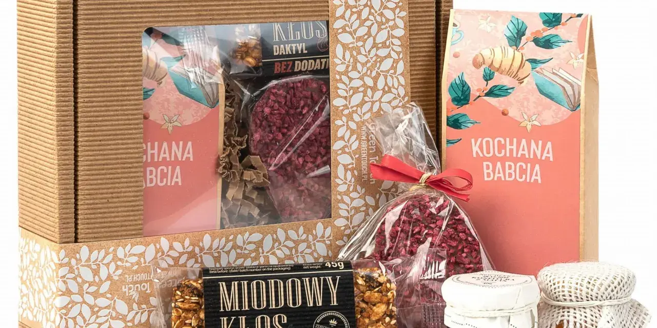 Prezent dla Kochanej Babci: słodki miód, dżem malinowy i batonik daktylowy. Idealny na Dzień Babci!