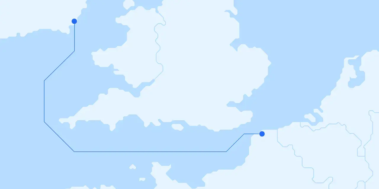 Trasa promowa z Wielkiej Brytanii do Dunkierki.
