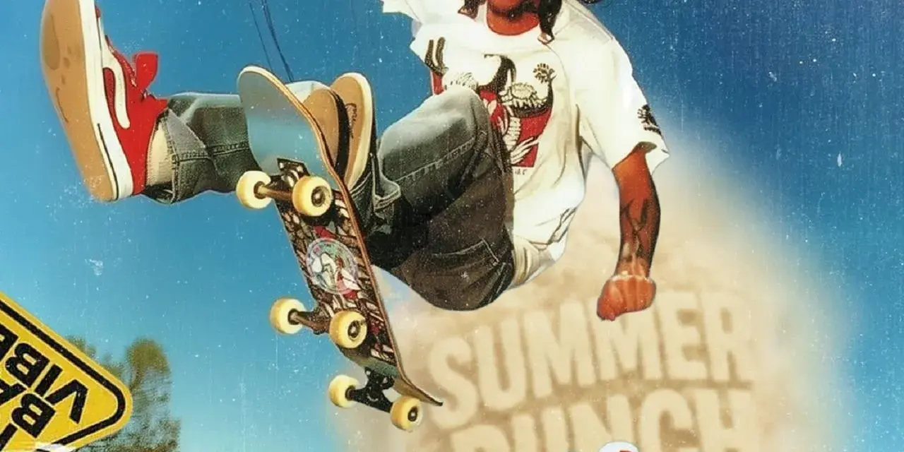 Skater w powietrzu, z napisem "SUMMER PUNCH" w tle. Poczuj energię letniego festiwalu!