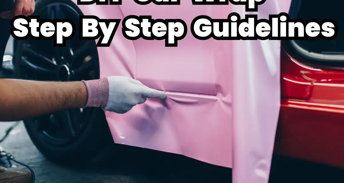 A person in gloves applies pink vinyl wrap to a car door, showing what you need to wrap your car with DIY step-by-step guidelines.
