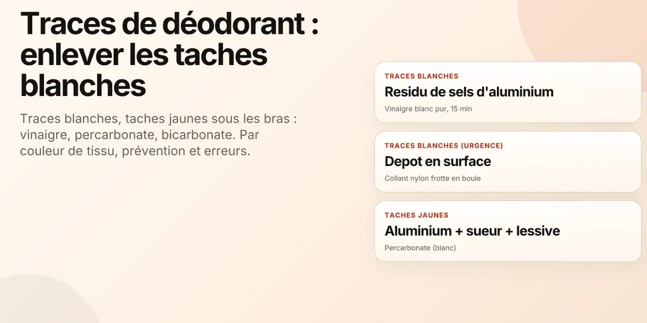 Astuces pour enlever les traces de déodorant, y compris le **détachant trace transpiration**. Solutions pour traces blanches et jaunes.