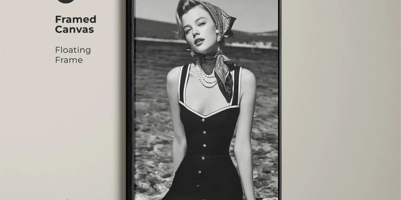 Originales cuadros de caras de mujeres modernos, estilo vintage, enmarcado en lienzo flotante negro.