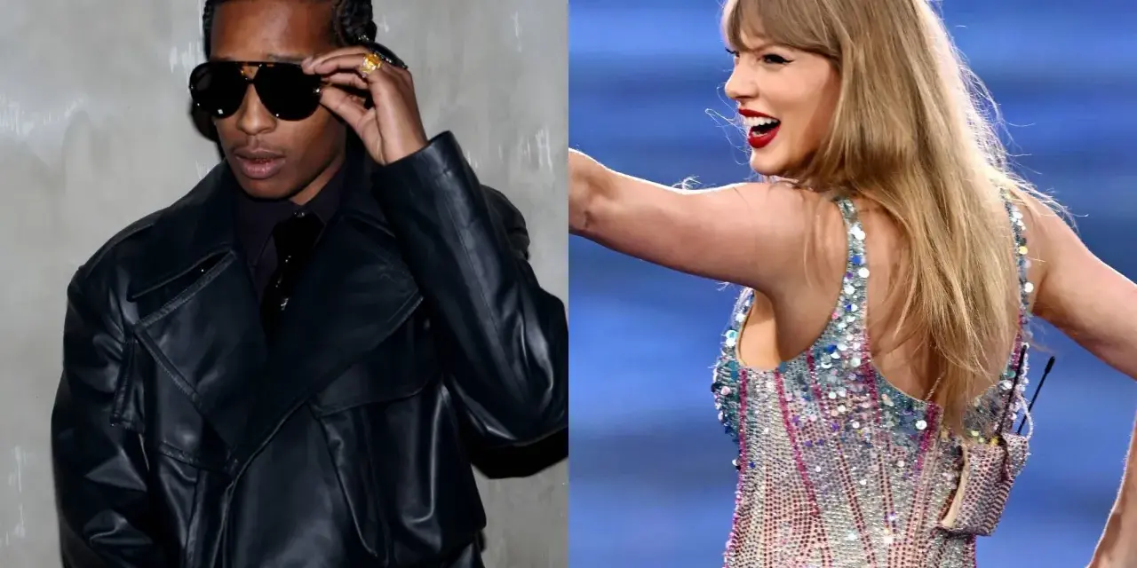 ASAP Rocky w skórzanej kurtce i Taylor Swift w błyszczącej sukience.
