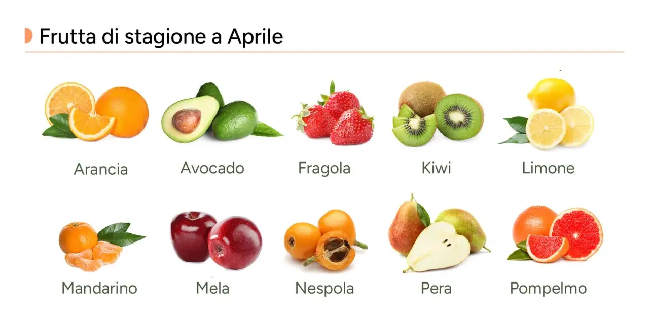 Arance, avocado, fragole, kiwi, limoni, mandarini, mele, nespole, pere e pompelmi: la frutta di stagione ad aprile è un tripudio di colori e sapori.