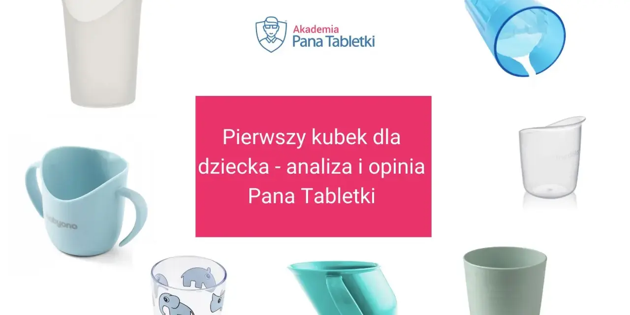 Różne rodzaje kubeczków do nauki picia dla dzieci, w tym z uchwytami i z motywem słoni.