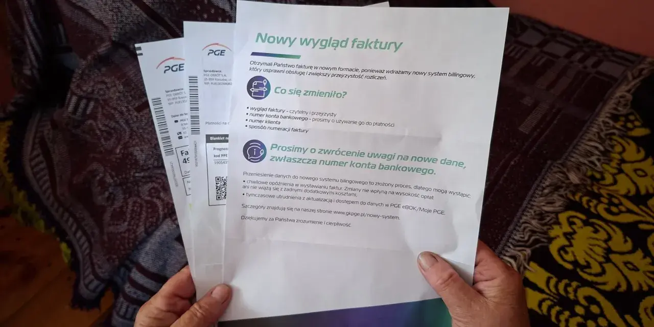 Nowy wygląd faktury PGE. Rozliczenie fotowoltaiki z PGE z nowym numerem konta bankowego.
