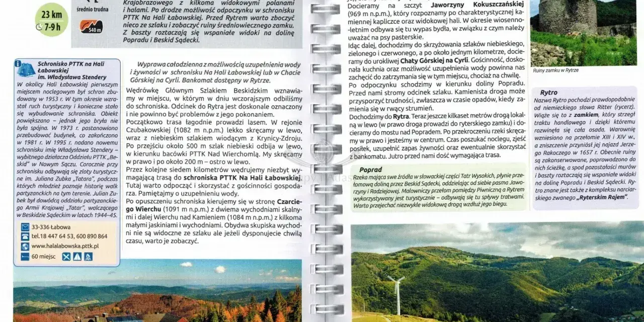 Szlak czerwony beskidzki prowadzi przez malownicze tereny, oferując widoki na dolinę Popradu i Beskid Sądecki.
