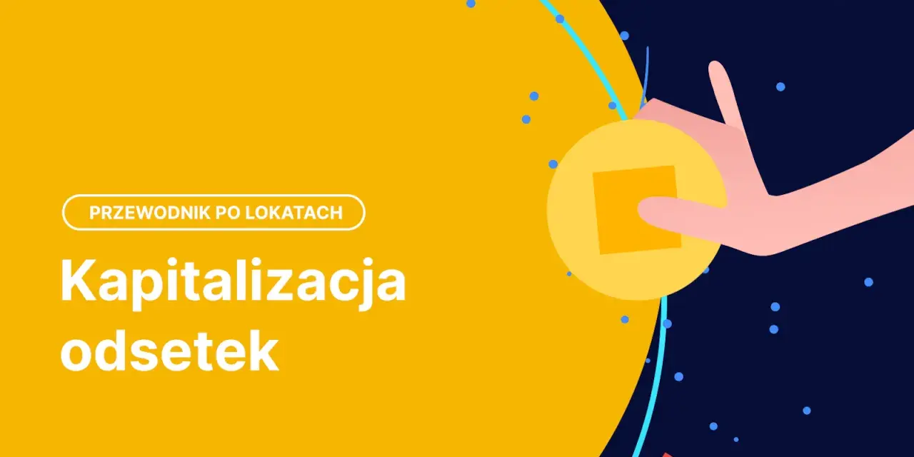 Przewodnik po lokatach: Kapitalizacja odsetek. Dłoń trzyma monetę, symbolizując wzrost kapitału.