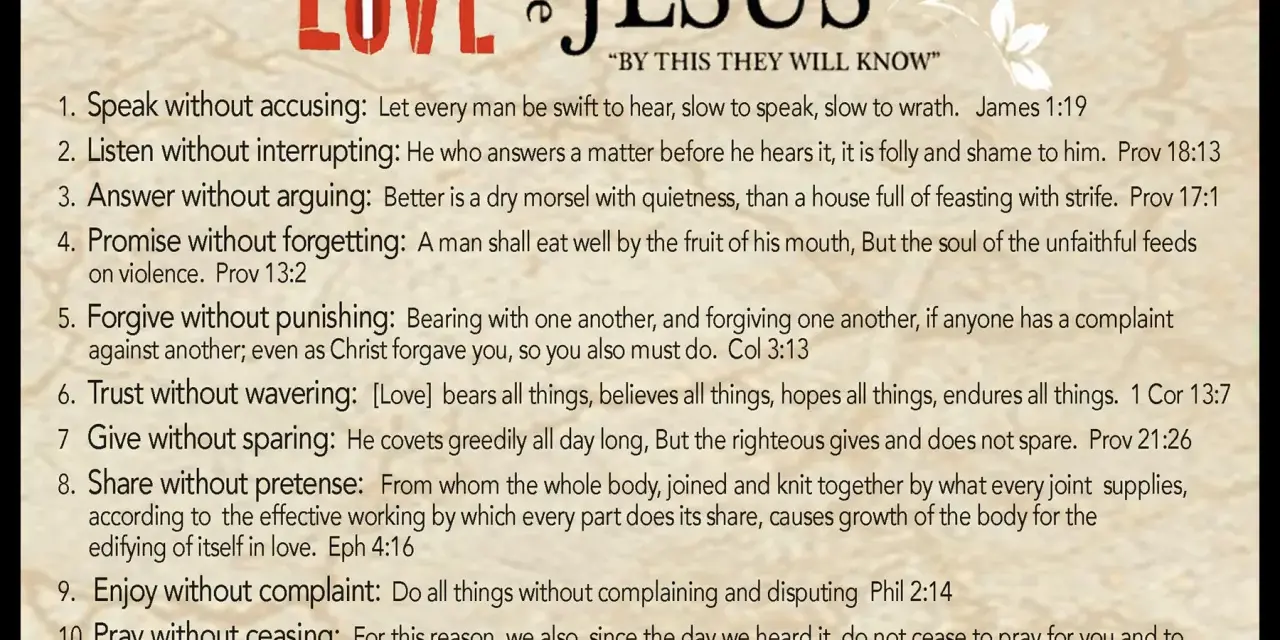 LOVE like JESUS" text with 10 points on how to live like Jesus. I love Jesus.