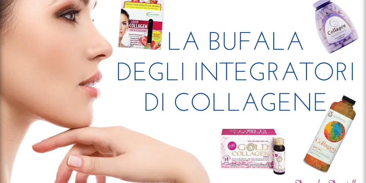 Primo piano di un volto femminile con integratori di peptidi di collagene in primo piano.