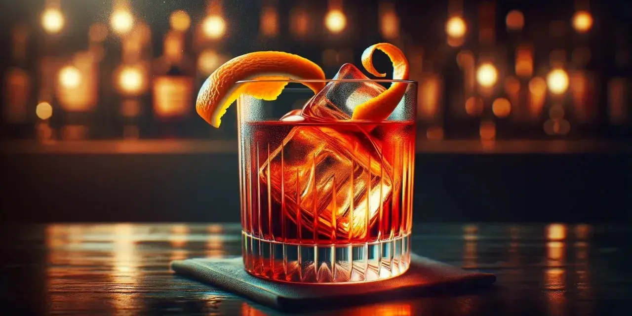 Elegancki drink z lodem i skórką pomarańczy, idealny na wieczór. Poczuj smak włoskiego wermutu.