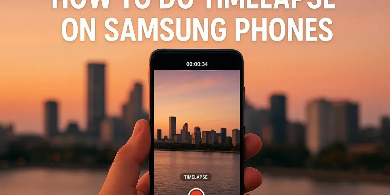 Jak zrobić timelapse telefonem Samsung? Uchwyć zachód słońca nad miastem w przyspieszonym tempie.