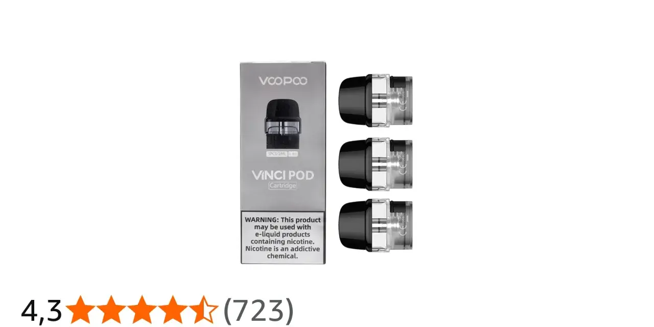 Caja de cartuchos Voopoo Vinci Pod con tres unidades.