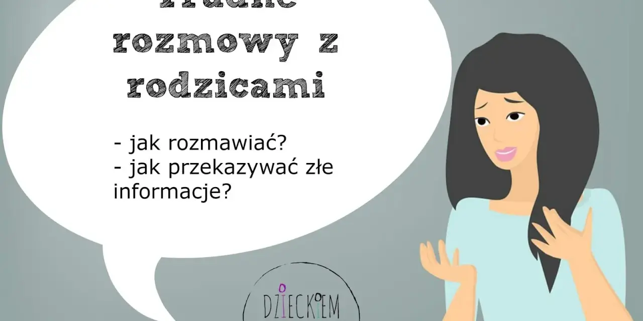 Trudne rozmowy z rodzicami: jak rozmawiać i przekazywać złe informacje? Ilustracja przedstawia kobietę z chmurką dialogową, która symbolizuje wyzwania w komunikacji.