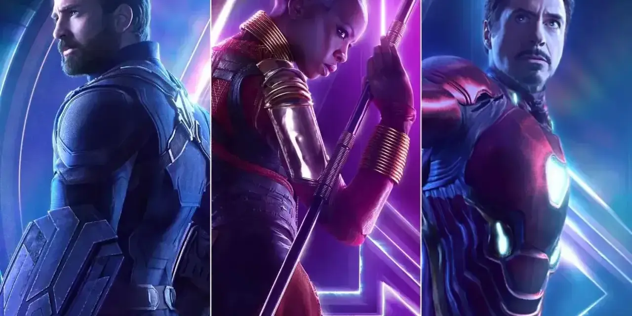 Kapitan Ameryka, Okoye i Iron Man - kluczowi bohaterowie w filmie "Avengers: Wojna bez granic obsada".