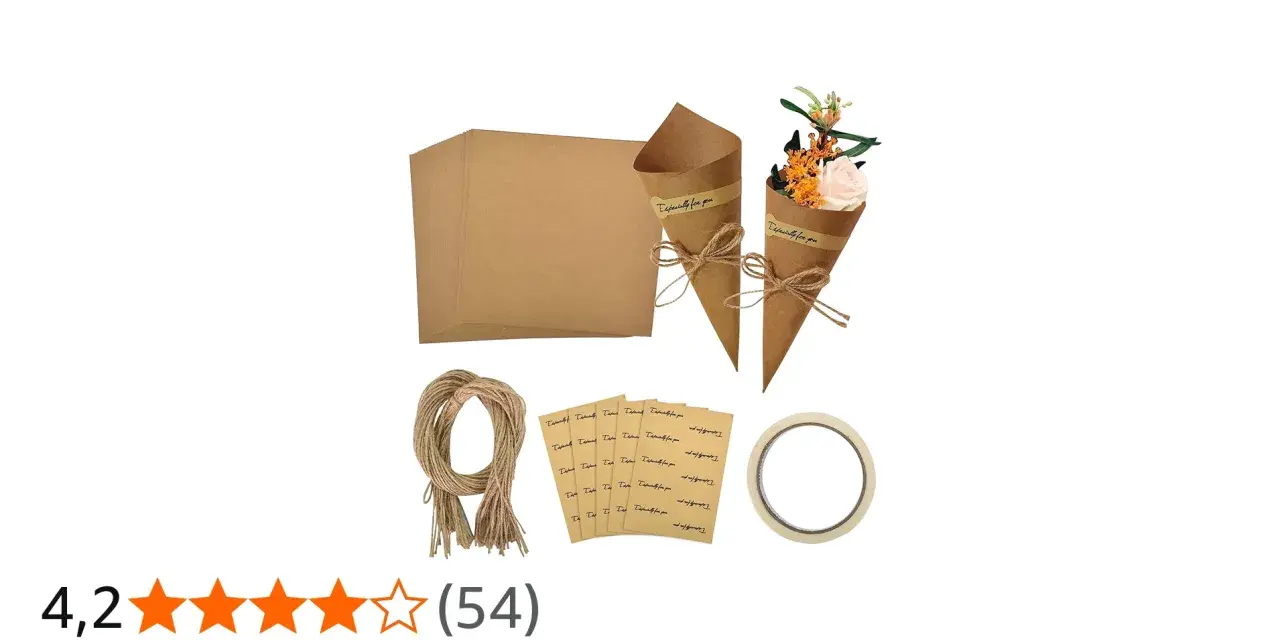 Kit para hacer un cucurucho de cartulina grande. Incluye cartulinas, cuerda, pegatinas y cinta.