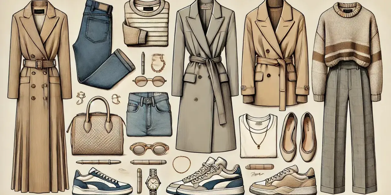 Elegancka odzież na co dzień: płaszcze, jeansy, swetry, buty i torebka. Idealny zestaw na spacer po Cali.