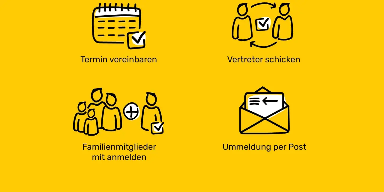 Termin vereinbaren, Vertreter schicken, Familienmitglieder anmelden, Ummeldung per Post. Hier erfahren Sie, wie lange jemand bei Ihnen ohne Anmeldung wohnen darf.
