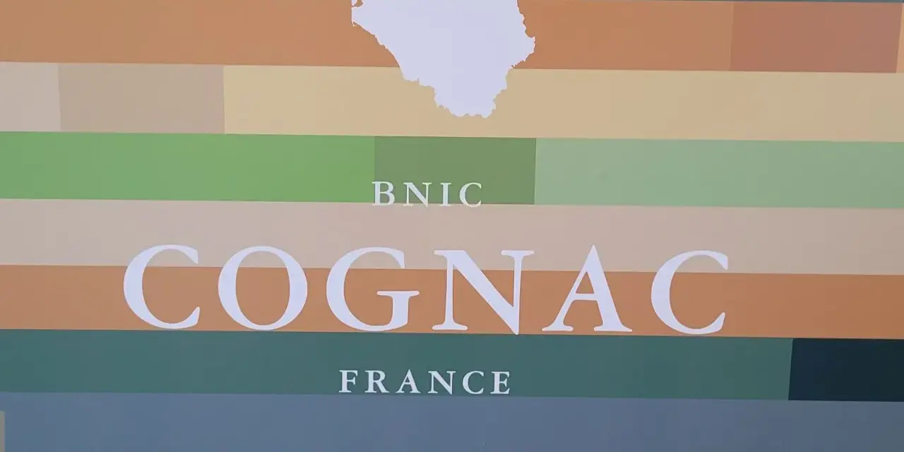 BNIC COGNAC FRANCE: die Region, woraus wird Cognac gemacht, mit einer weißen Umrisskarte.