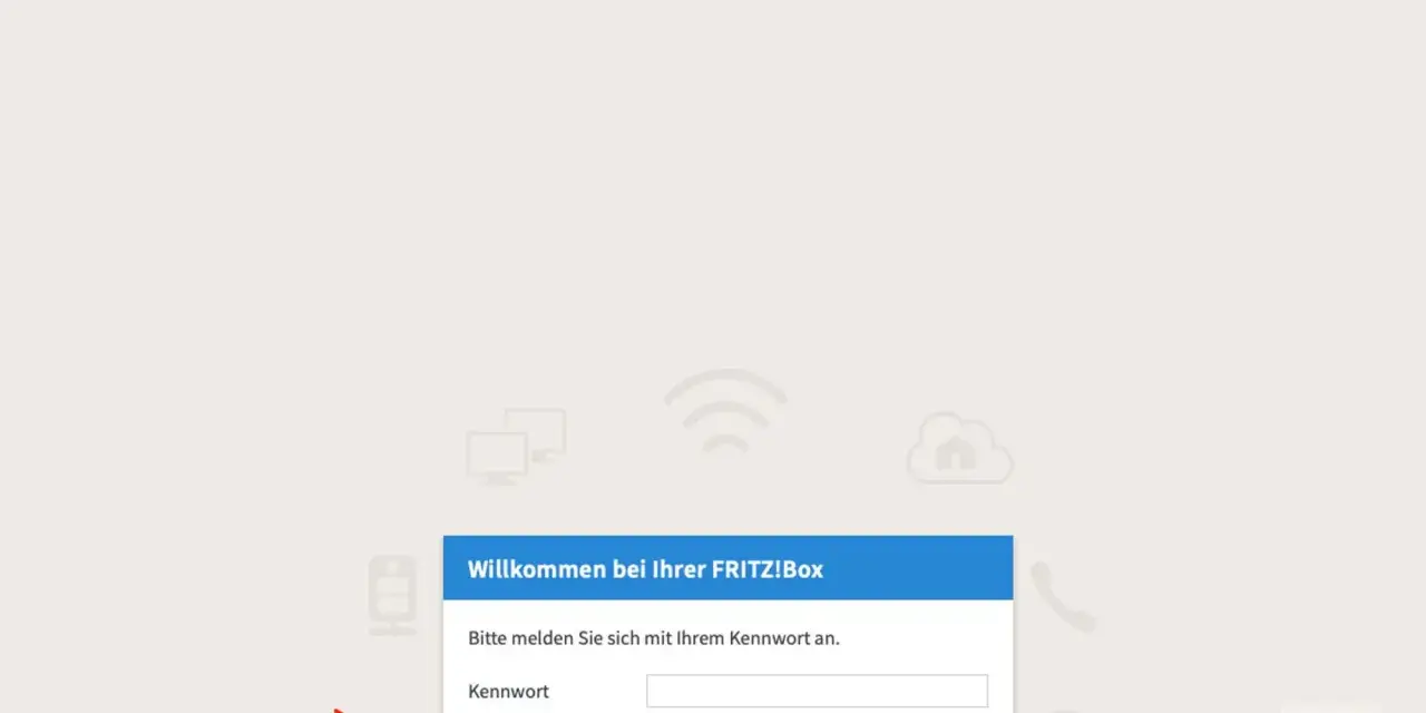 FRITZ!Box Login-Seite. Wenn Sie Ihr **router passwort vergessen** haben, klicken Sie auf "Kennwort vergessen?".