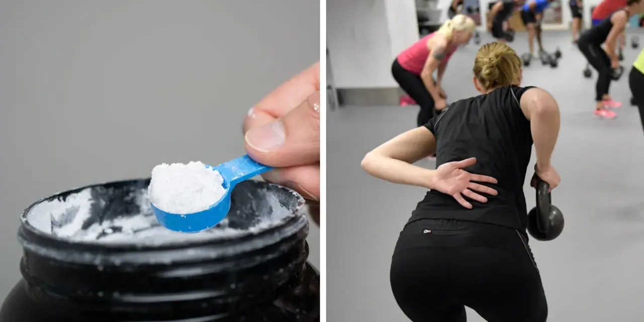 Pulver i skopa, träningsklass med kettlebells. Kan kreatin ge biverkningar?