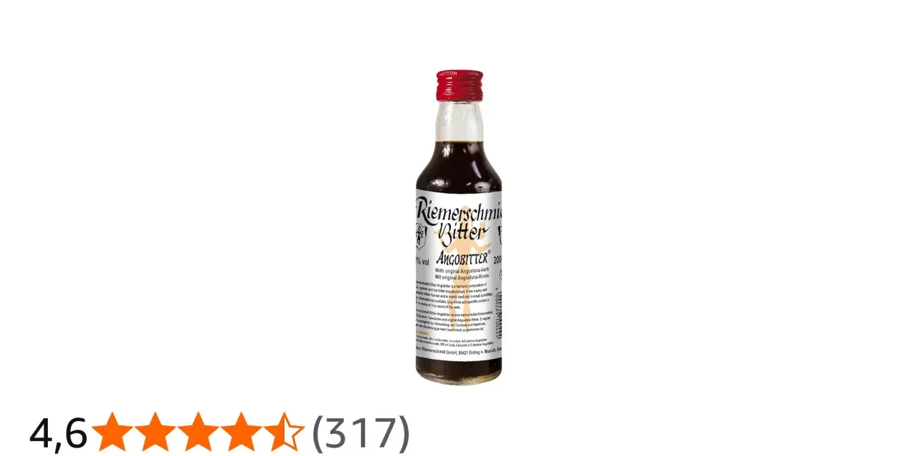 Riemerschmid Angobitter, eine aromatische Alternative zu Angostura Bitter, in kleiner Flasche.