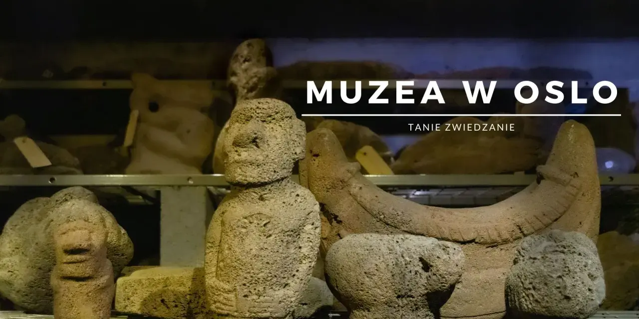 Kamienne figury i artefakty w muzeum w Oslo. Tanie zwiedzanie.