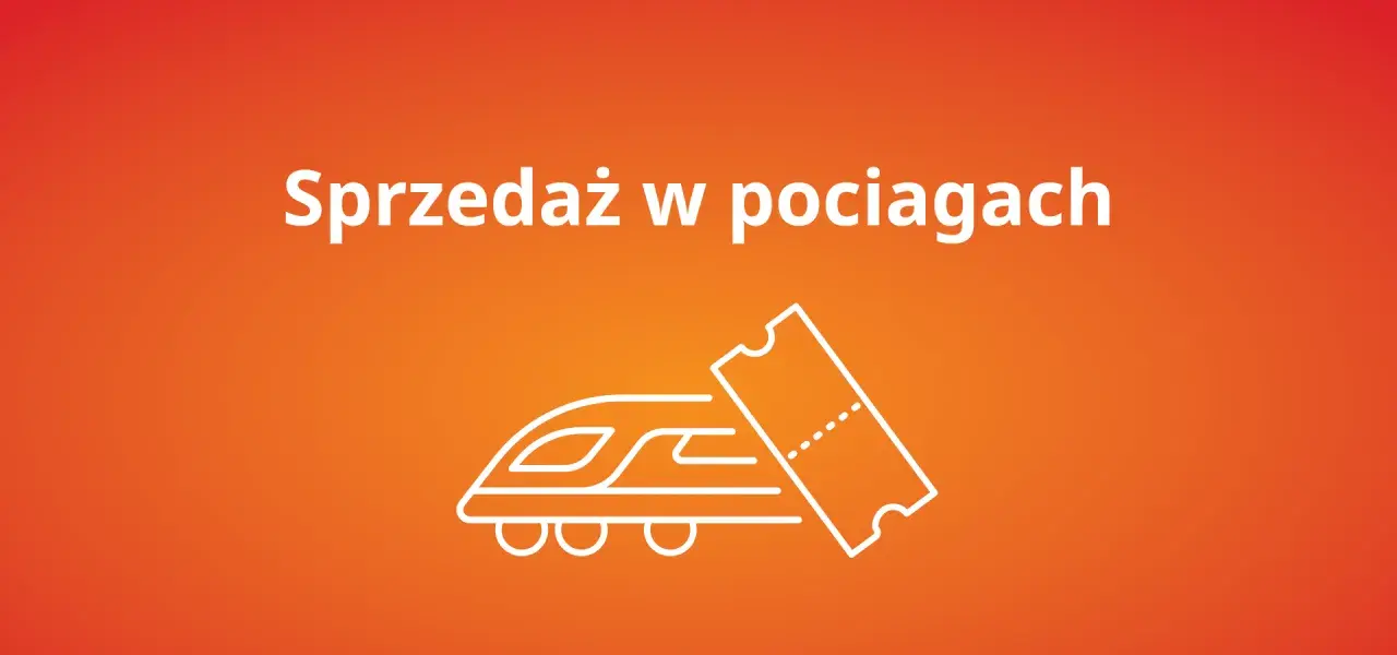 Czy można kupić bilet w pociągu? Grafika przedstawia nowoczesny pociąg i bilet, sugerując możliwość zakupu biletu na pokładzie.