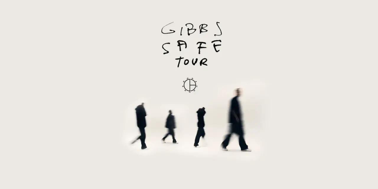 Gibbs Safe Tour. Cztery postacie w ruchu na białym tle.