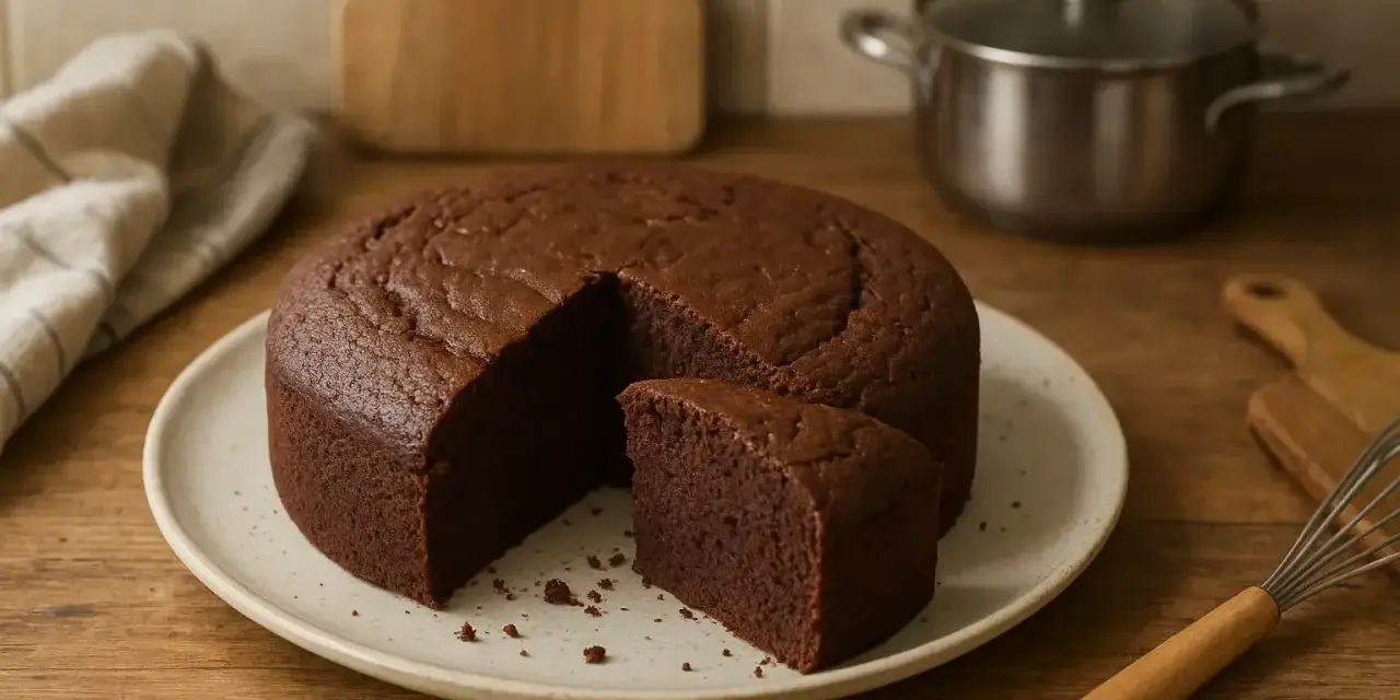 Un délicieux gâteau au chocolat, un vrai régal sans lait, est prêt à être dégusté.