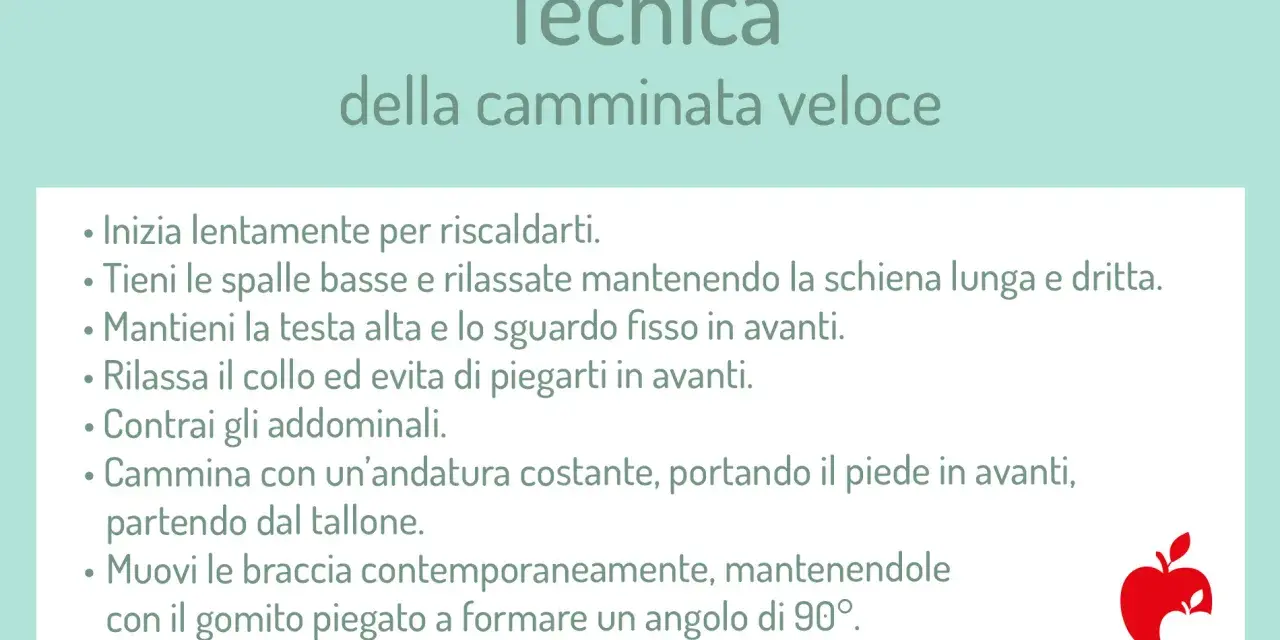 Guida alla camminata veloce: consigli per una postura corretta, dal riscaldamento al movimento delle braccia.