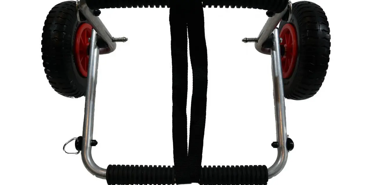 Ein robuster Trolley, ideal zum **sup trolley selber machen**. Mit zwei Rädern, Gummigriffen und Spanngurt.