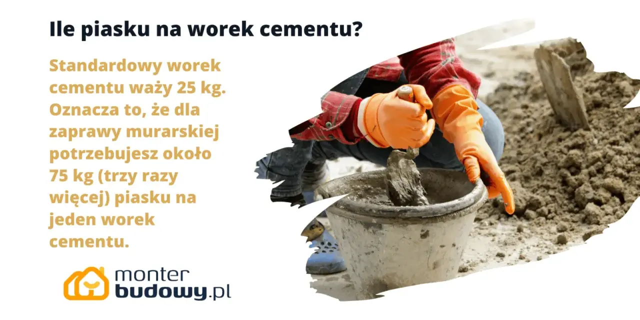 Proporcje cementu i piasku do zaprawy: na 25 kg cementu potrzeba ok. 75 kg piasku.