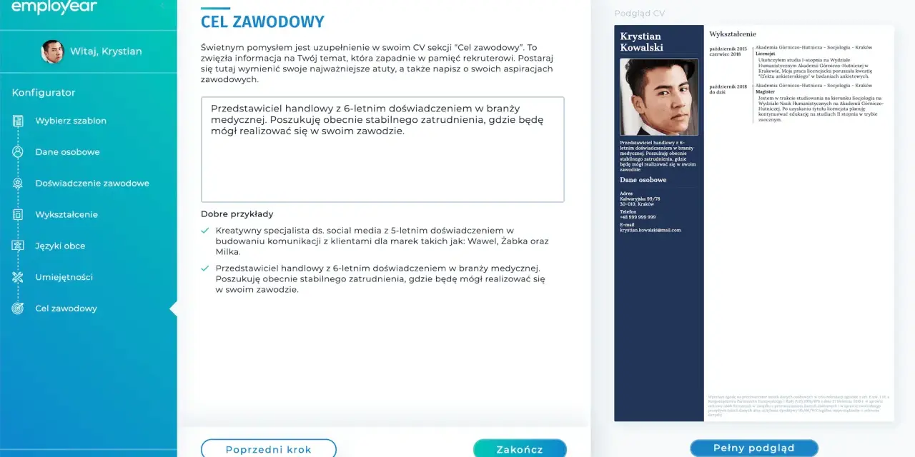 Podsumowanie zawodowe: przedstawiciel handlowy z 6-letnim doświadczeniem w branży medycznej, poszukuje stabilnego zatrudnienia.