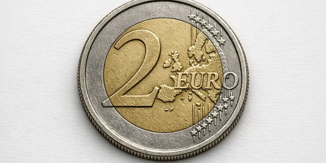 Pièce de 2 euros 2004, valeur faciale de 2€, avec la carte de l'Europe.