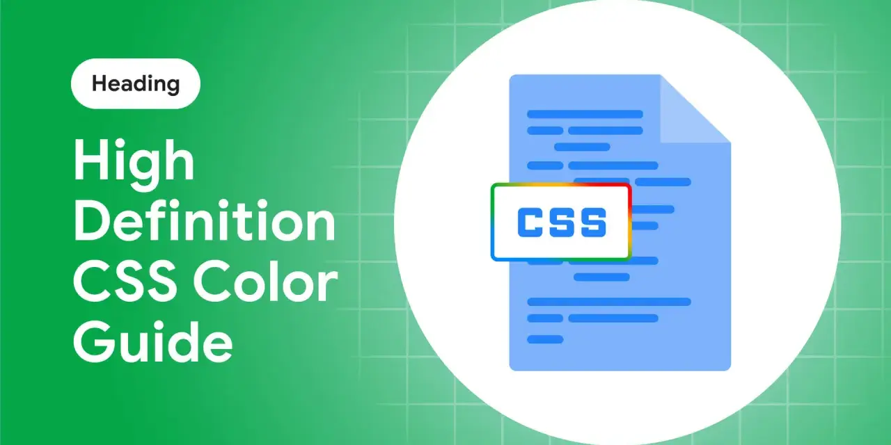 Przewodnik po kolorach CSS, z tekstem "CSS" w ramce z kolorami RGB.