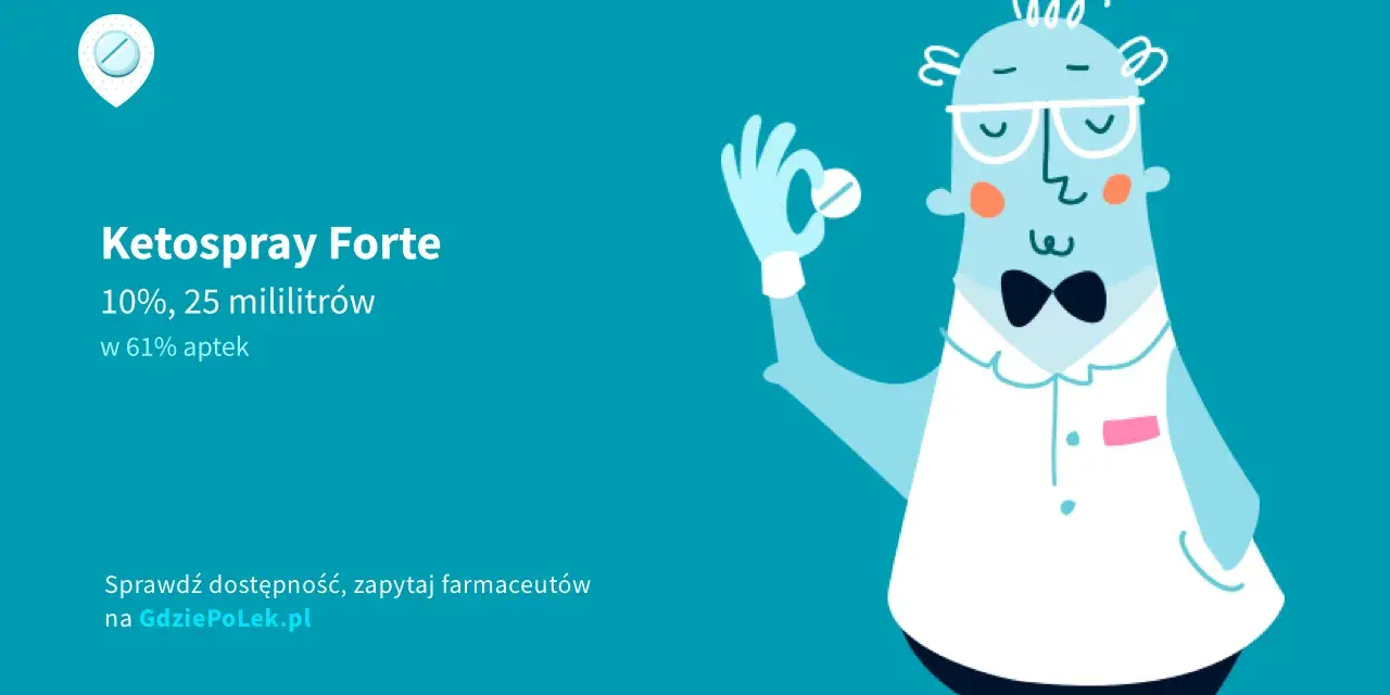 Ketospray Forte 10%, 25 ml, dostępny w 61% aptek. Zapytaj farmaceutę, czy ketospray forte jest na receptę.