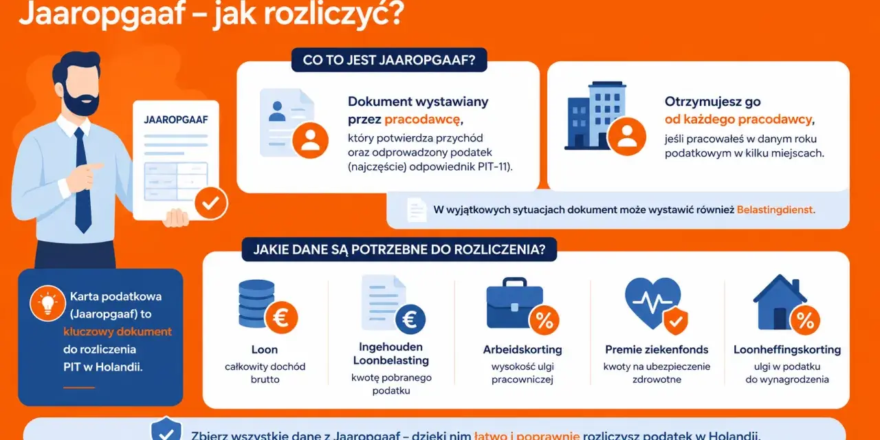 Jaaropgaaf – kluczowy dokument do rozliczenia PIT w Holandii. Jak wypełnić? Informacje o dochodach, podatku, ulgach.