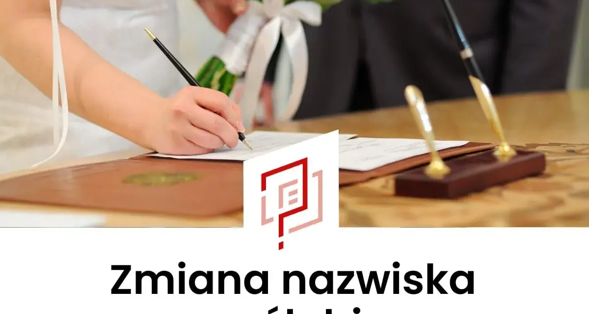 Panna młoda podpisuje dokumenty, rozpoczynając formalności związane ze zmianą nazwiska po ślubie.