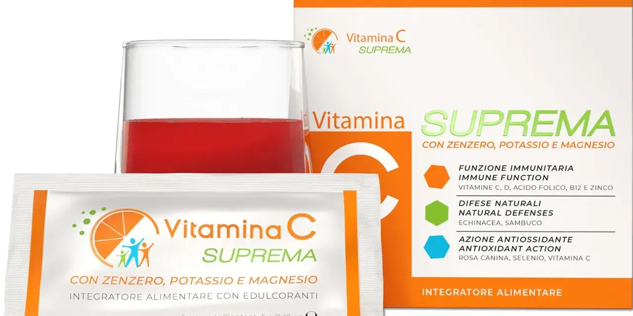 Integratore Vitamina C Suprema con zenzero, potassio e magnesio. La sua formula, arricchita con sodium ascorbyl phosphate, supporta le difese naturali.
