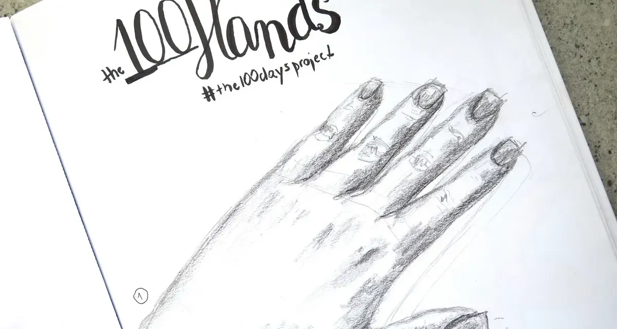 Szkic dłoni, część projektu "The 100 Hands". Jak narysować rękę krok po kroku.