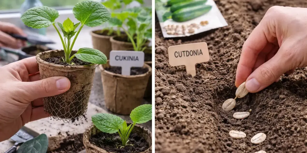 Sadzonki cukinii w doniczkach i wysiew nasion do gruntu. Idealny czas, kiedy siać cukinię na rozsadę, by cieszyć się obfitymi plonami.