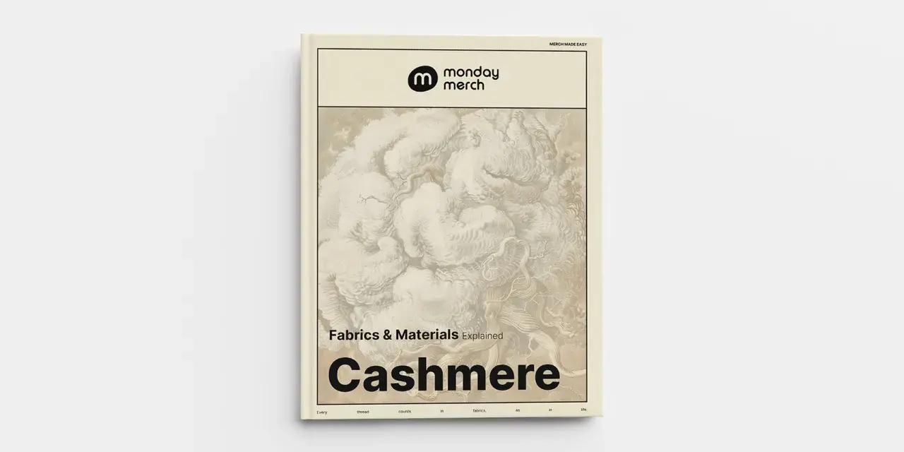 Portada de libro sobre el **tejido cashmere**, con un diseño vintage y el título destacado.
