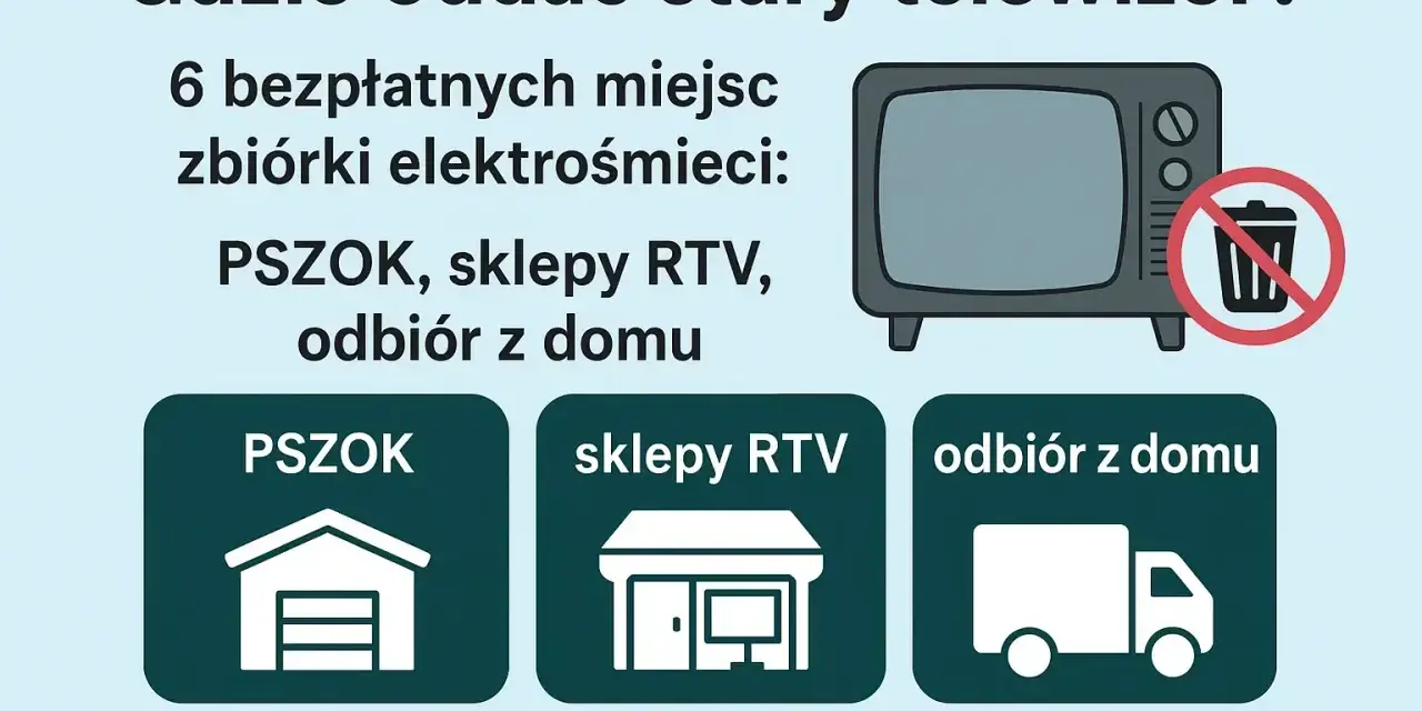 Gdzie oddać stary telewizor? Dowiedz się o 6 bezpłatnych miejscach zbiórki elektrośmieci: PSZOK, sklepy RTV, odbiór z domu.