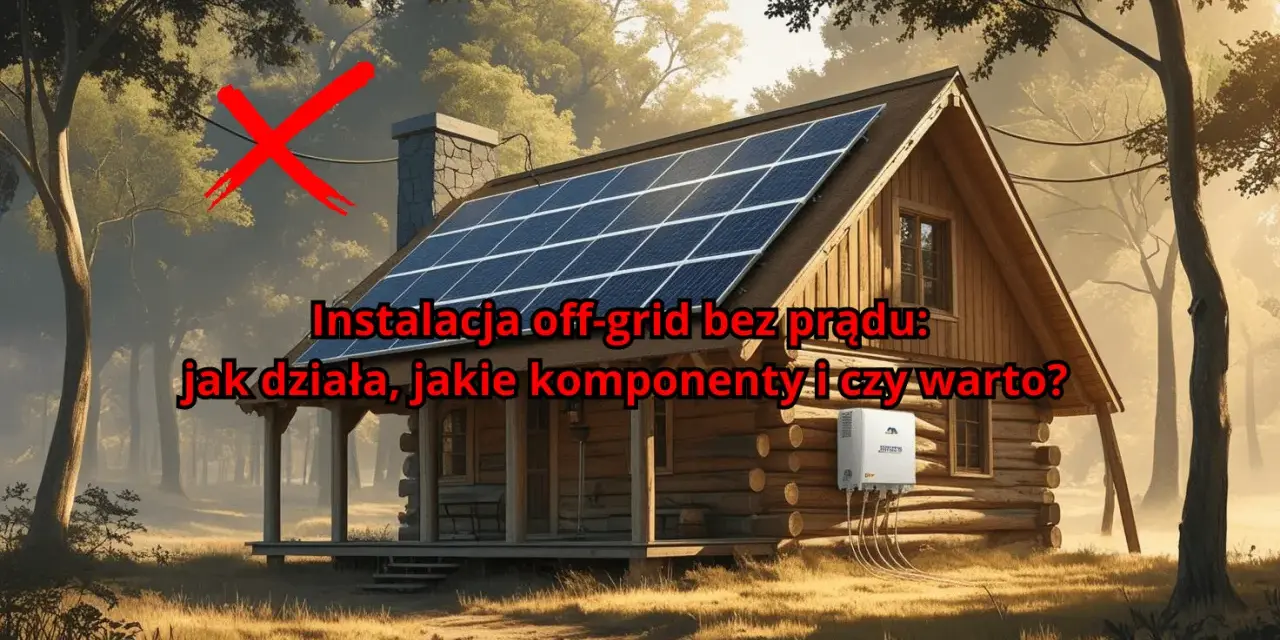 Drewniany domek z panelami słonecznymi na dachu. Instalacja off-grid zapewnia niezależność energetyczną.
