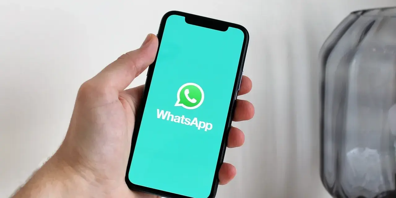 Dłoń trzyma smartfon z logo WhatsApp. Idealne narzędzie do komunikacji, gdy masz internet za granicą.