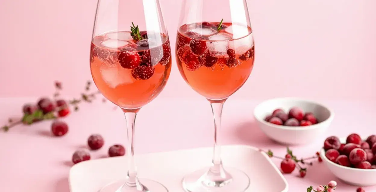 Zwei Gläser Lillet mit Beeren und Eis, die erfrischend und fruchtig schmecken.